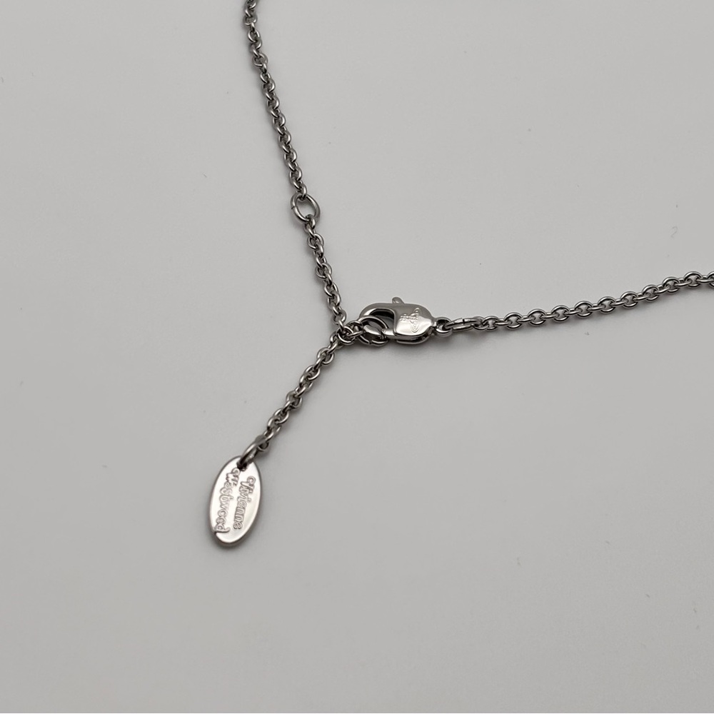Vivienne Westwood Crystal Orb Safety Pin Necklace – Silver Tone - Picture 4 of 6